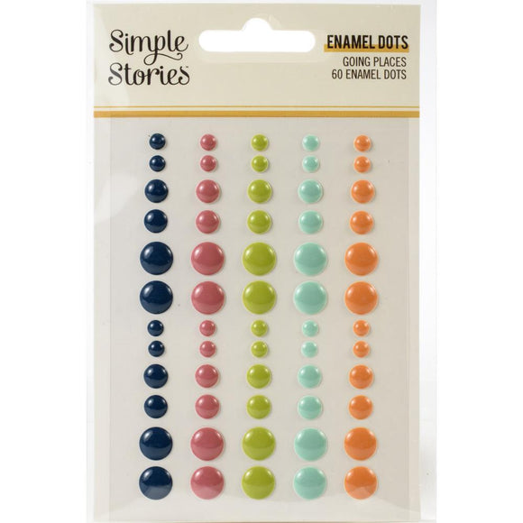 Scrapbooking  Going Places Enamel Dots Embellishments 60/Pkg Embellishments