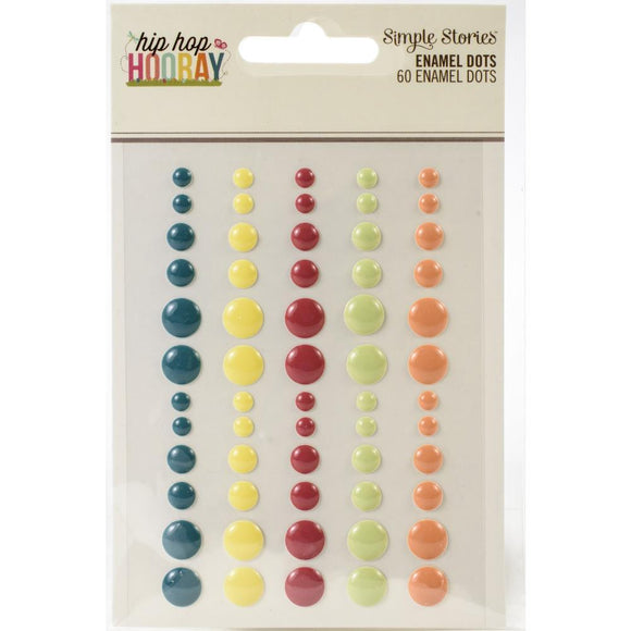 Scrapbooking  Hip Hop Hooray Enamel Dots Embellishments 60/Pkg Embellishments