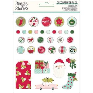 Scrapbooking  Holly Days Decorative Brads 27pk Embellishments