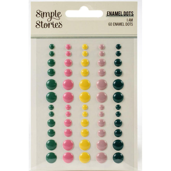 Scrapbooking  I Am Enamel Dots Embellishments 60/Pkg Embellishments