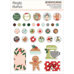 Scrapbooking  Simple Stories Baking Spirits Bright Decorative Brads 32pk Embellishments