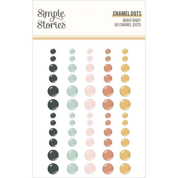 Scrapbooking  Simple Stories Boho Baby Enamel Dots Embellishments 60/Pkg embellishments