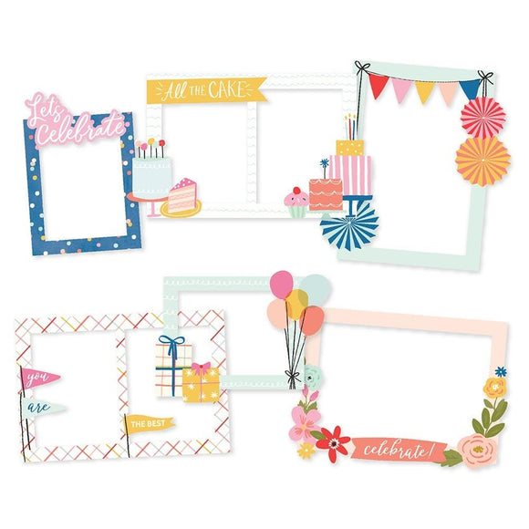 Scrapbooking  Simple Stories Celebrate! Chipboard Frames 6pk Embellishments