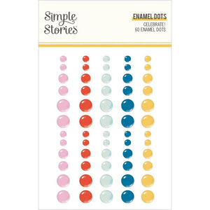Scrapbooking  Simple Stories Celebrate! Enamel Dots 60pk Embellishments