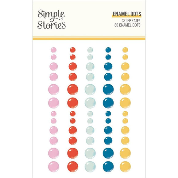 Scrapbooking  Simple Stories Celebrate! Enamel Dots 60pk Embellishments