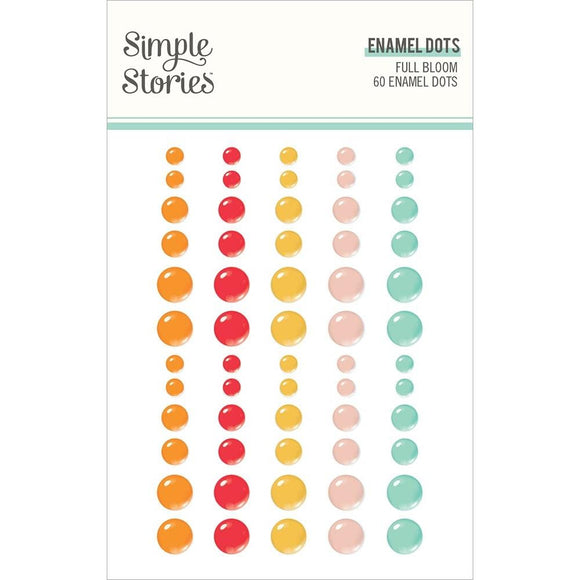Scrapbooking  Simple Stories Full Bloom Enamel Dots Embellishments 60/Pkg Embellishments