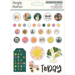 Scrapbooking  Simple Stories Good Stuff Decorative Brads 32pk Embellishments