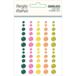 Scrapbooking  Simple Stories Good Stuff Enamel Dots 60pk Embellishments