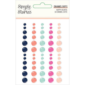 Scrapbooking  Simple Stories Happy Hearts Enamel Dots Embellishments 60/Pkg embellishments