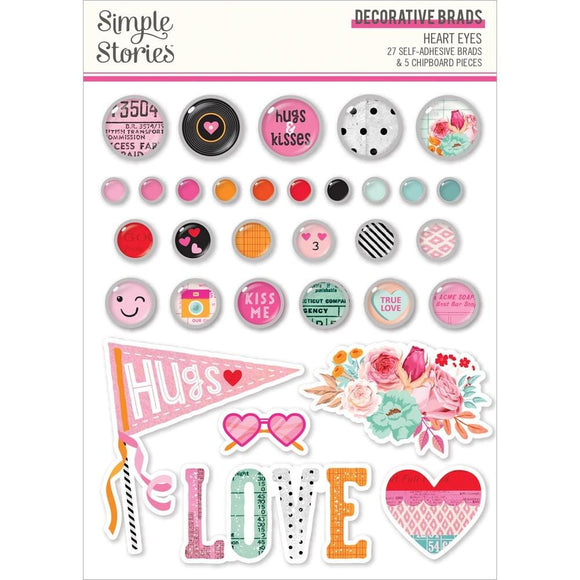 Scrapbooking  Simple Stories Heart Eyes Decorative Brads Embellishments