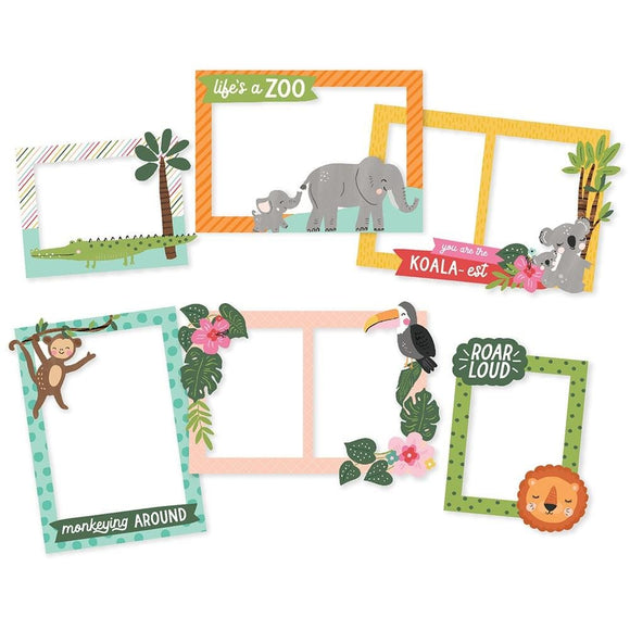 Scrapbooking  Simple Stories Into The Wild Chipboard Frames 6pk Embellishments