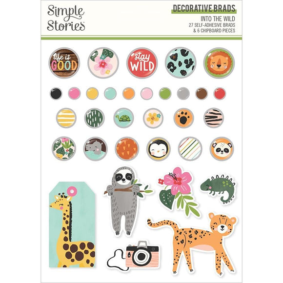 Scrapbooking  Simple Stories Into The Wild Decorative Brads Embellishments
