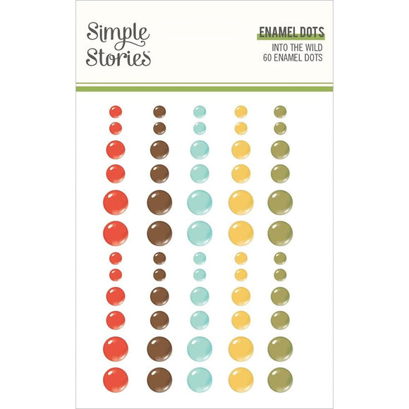 Scrapbooking  Simple Stories Into The Wild Enamel Dots 60pk Embellishments