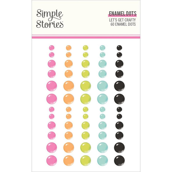 Scrapbooking  Simple Stories Let's Get Crafty Enamel Dots 60pk Embellishments
