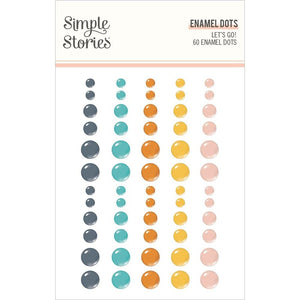 Scrapbooking  Simple Stories Let's Go! Enamel Dots 60pk Embellishments