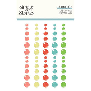 Scrapbooking  Simple Stories Life Captured Enamel Dots Embellishments 60/Pkg Embellishments