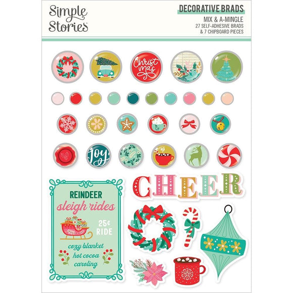 Scrapbooking  Simple Stories Mix & A-Mingle Decorative Brads Embellishments