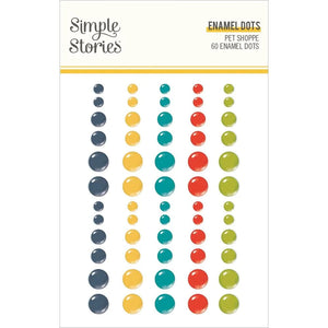 Scrapbooking  SImple Stories Pet Shoppe Enamel Dots Embellishments 60pk Embellishments