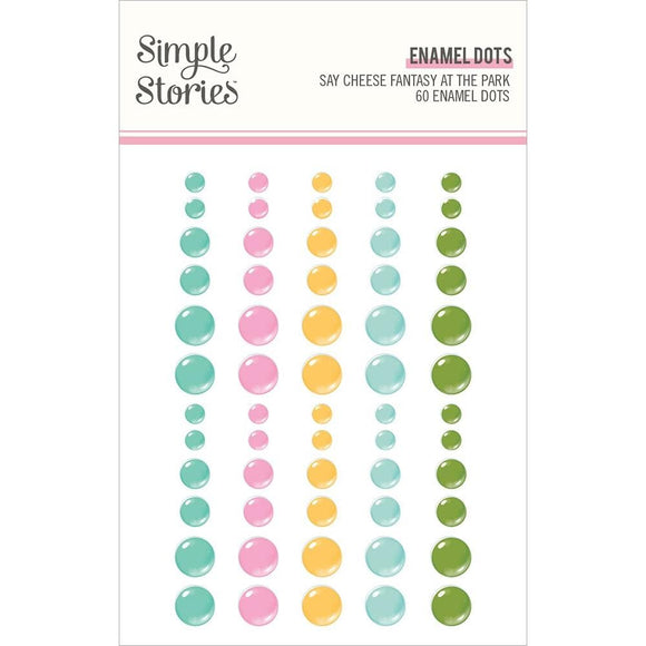 Scrapbooking  Simple Stories Say Cheese Fantasy At The Park Enamel Dots 60pk Embellishments