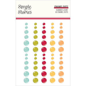 Scrapbooking  Simple Stories Summer Lovin' Enamel Dots 60pk Embellishments