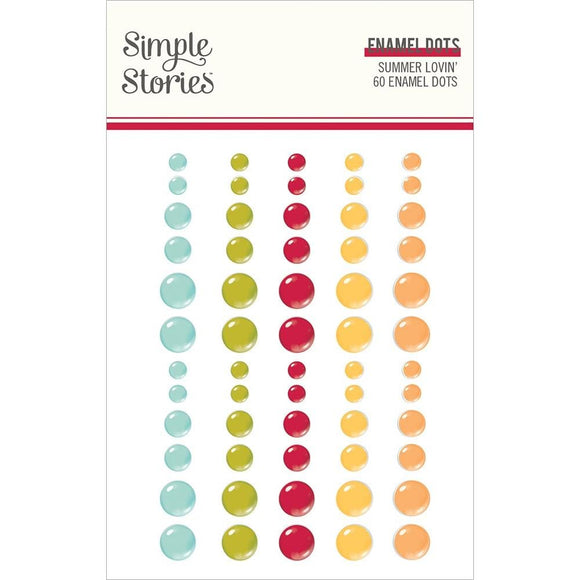 Scrapbooking  Simple Stories Summer Lovin' Enamel Dots 60pk Embellishments