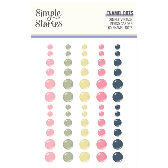 Scrapbooking  Simple Vintage Indigo Garden Enamel Dots Embellishments 60pk embellishments