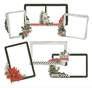Scrapbooking  Simple Vintage Rustic Christmas Chipboard Frames 6pk Embellishments