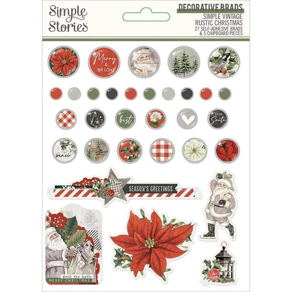 Scrapbooking  Simple Vintage Rustic Christmas Decorative Brads Embellishments