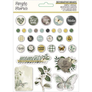 Scrapbooking  Simple Vintage Weathered Garden Decorative Brads Embellishments