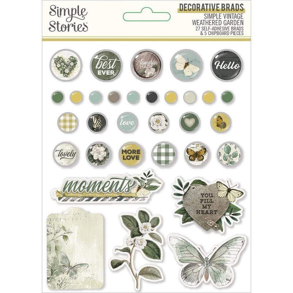 Scrapbooking  Simple Vintage Weathered Garden Decorative Brads Embellishments