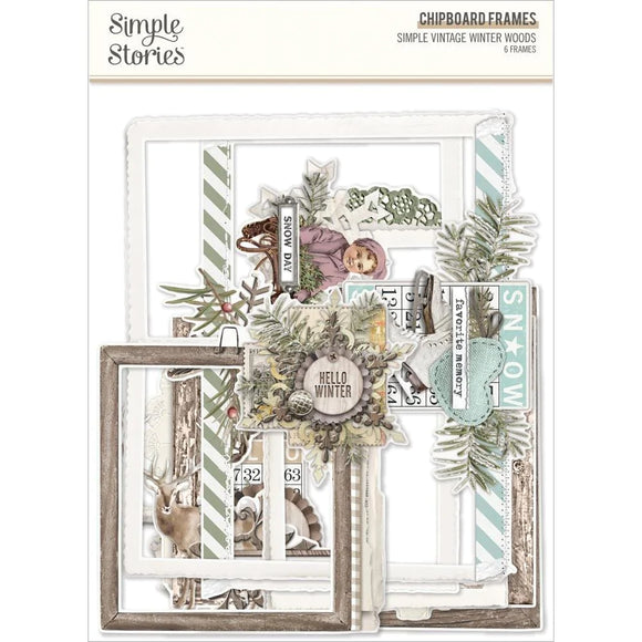 Scrapbooking  Simple Vintage Winter Woods Chipboard Frames 6pk Embellishments