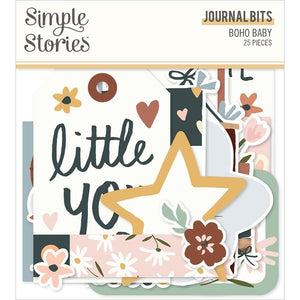 Scrapbooking  Simple Stories Boho Baby Bits & Pieces Die-Cuts 25/Pkg Journal ephemera