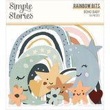 Scrapbooking  Simple Stories Boho Baby Bits & Pieces Die-Cuts 56/Pkg Rainbow ephemera