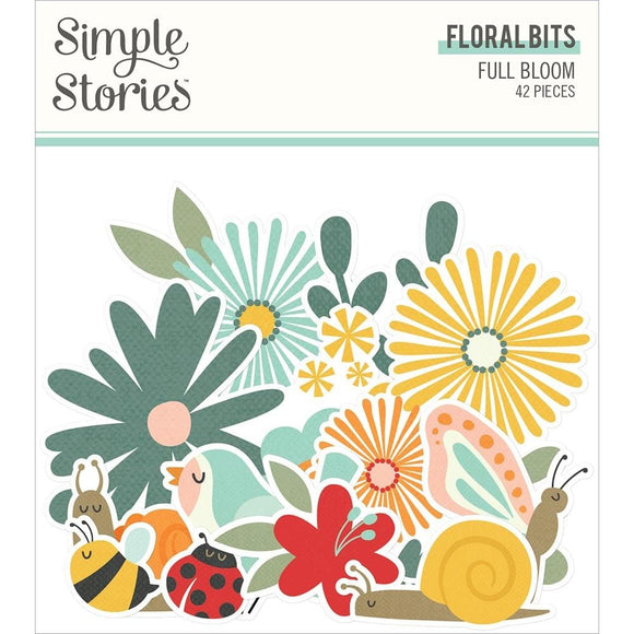 Scrapbooking  Simple Stories Full Bloom Bits & Pieces Die-Cuts 42/Pkg Floral Ephemera