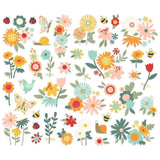 Scrapbooking  Simple Stories Full Bloom Bits & Pieces Die-Cuts 42/Pkg Floral Ephemera