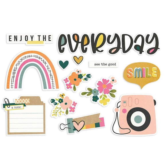 Scrapbooking  Simple Stories Good Stuff Pages Page Pieces Enjoy The Everyday 13pk ephemera