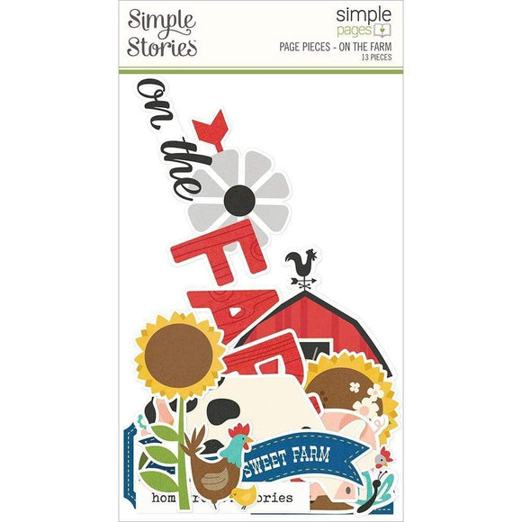 Scrapbooking  Simple Stories Homegrown Simple Pages Page Pieces On The Farm 13pk Ephemera