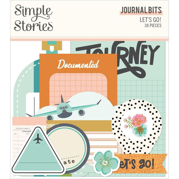 Scrapbooking  Simple Stories Let's Go! Bits & Pieces Die-Cuts 38/Pkg Journal Ephemera