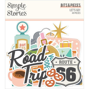Scrapbooking  Simple Stories Let's Go! Bits & Pieces Die-Cuts 48/Pkg Ephemera