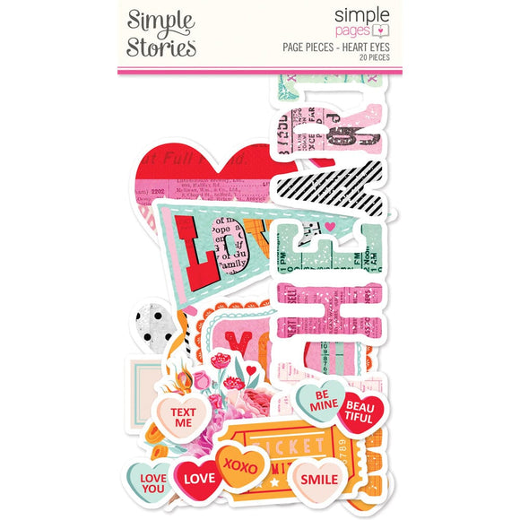 Scrapbooking  Simple Stories Simple Pages Page Pieces Heart Eyes 20pk Ephemera