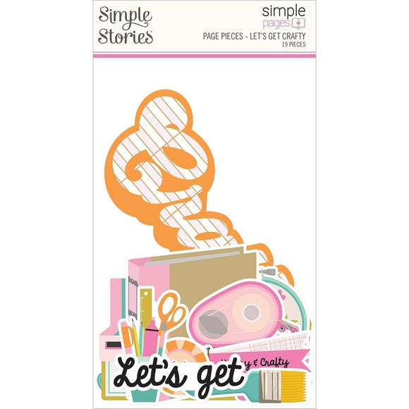 Scrapbooking  Simple Stories Simple Pages Page Pieces Let's Get Crafty 19pk Ephemera