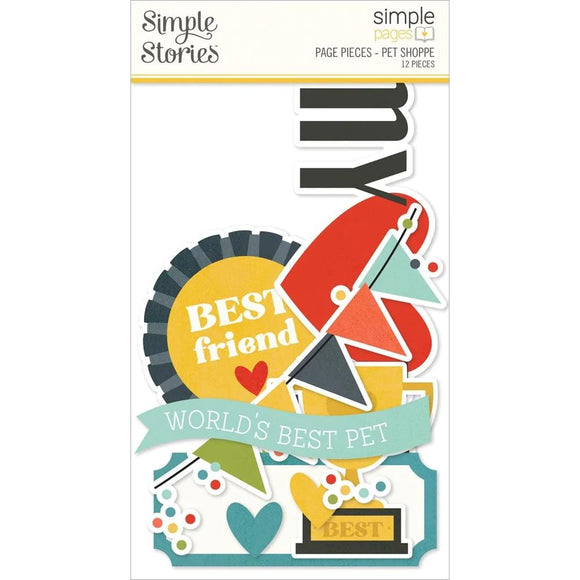 Scrapbooking  Simple Stories Simple Pages Page Pieces Pet Shoppe 12pk Ephemera