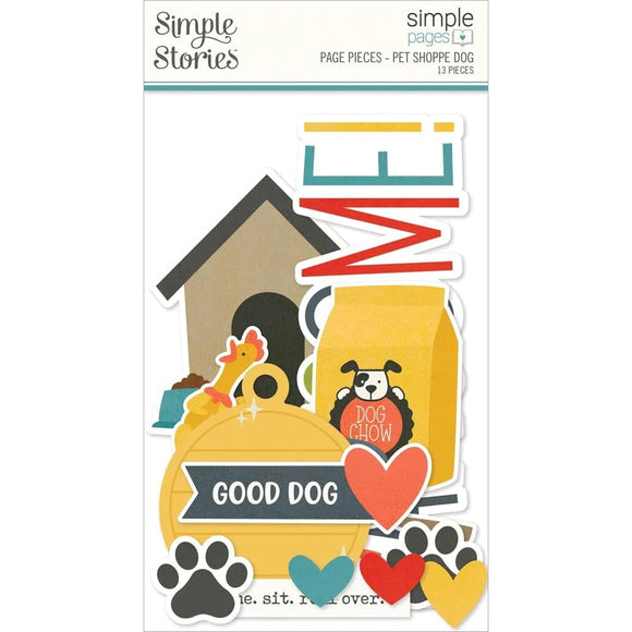 Scrapbooking  Simple Stories Simple Pages Page Pieces Pet Shoppe Dog 13pk Ephemera