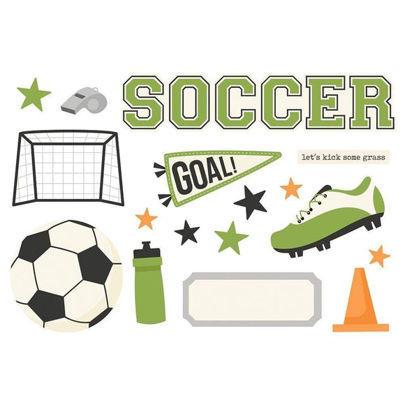Scrapbooking  Simple Stories Simple Pages Page Pieces  - Soccer 17pk Ephemera
