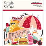 Scrapbooking  Simple Stories Summer Lovin' Bits & Pieces Die-Cuts 63/Pkg Ephemera