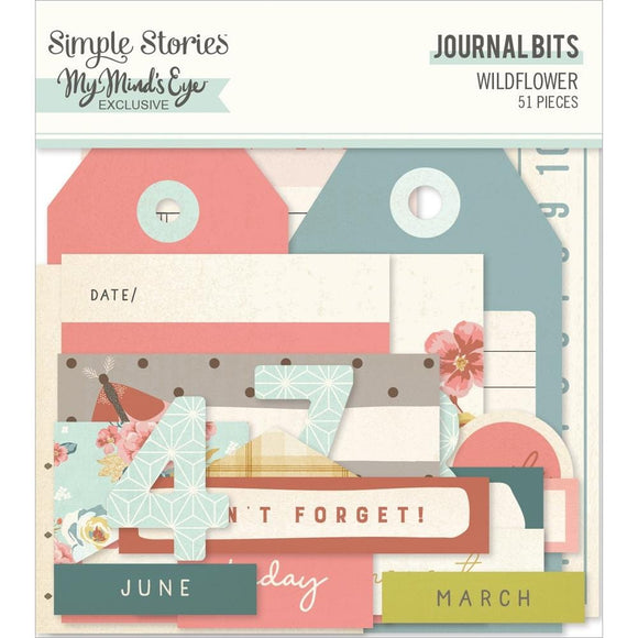 Scrapbooking  Simple Stories Wildflower Bits & Pieces Die-Cuts 51/Pkg Journal ephemera