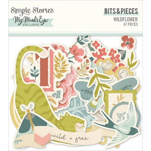 Scrapbooking  Simple Stories Wildflower Bits & Pieces Die-Cuts 67/Pkg ephemera