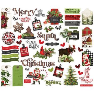 Scrapbooking  Simple Vintage Christmas Lodge Bits & Pieces Die-Cuts 48/Pkg Ephemera
