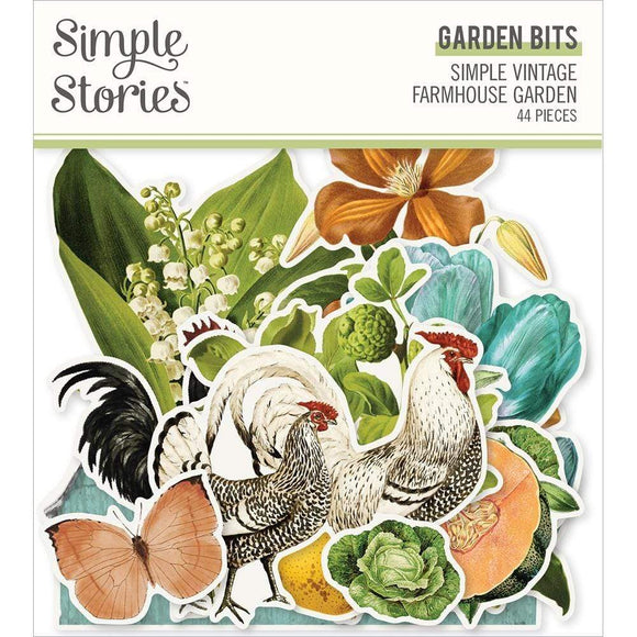 Scrapbooking  Simple Vintage Farmhouse Garden Bits & Pieces Die-Cuts 44/Pk Garden Ephemera