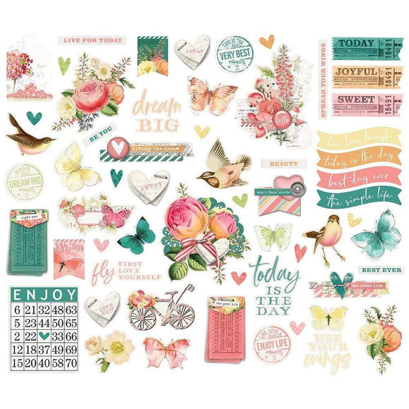 Scrapbooking  Simple Vintage Garden District Bits & Pieces Die-Cuts 59/Pkg Ephemera